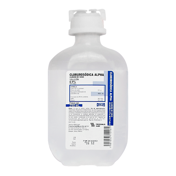 CLORUROSÓDICA ALPHA Sol. Iny. 0.9% Fco. 250 ML.