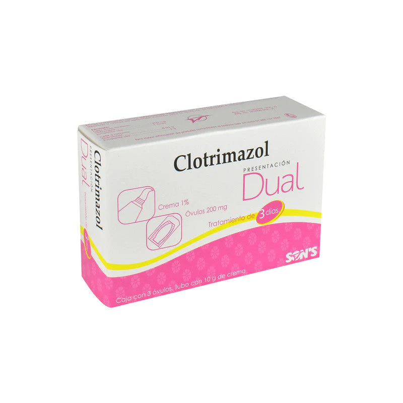 CLOTRIMAZOL (Son´s) DUAL 3 Dias c/3 OVS. 200 MG. y Tubo CMA. 10 G. 1%