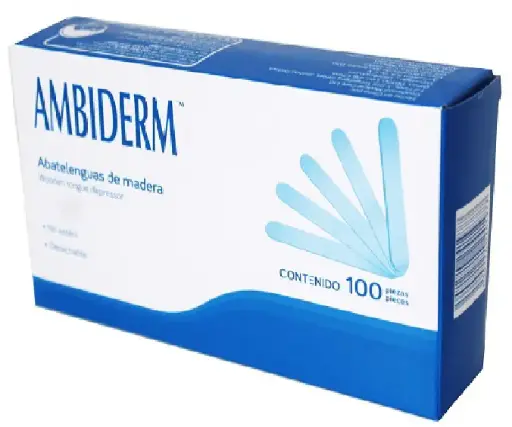 [304604] ABATELENGUAS de MADERA (Ambiderm) Cja. c/100 Pzs.
