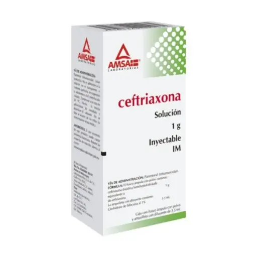 [480124] CEFTRIAXONA (Amsa) I.M. Sol. Iny. c/1 FCO. AMP. 1 G/3.5 ML.