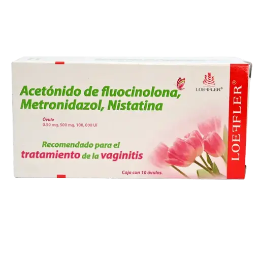 [251510] FLUOCINOLONA/METRONIDAZOL/NISTATINA c/10 OVS. 0.5mg/500mg/100,000u.