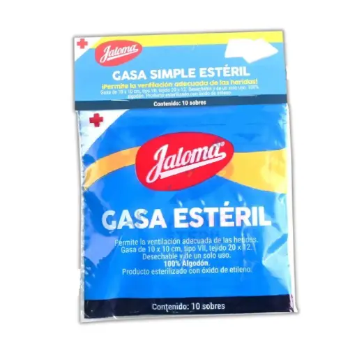 [13103] GASA SIMPLE ESTÉRIL (Jaloma) 10x10cm. T20x12, 8C. Bolsa c/10 Sobs.